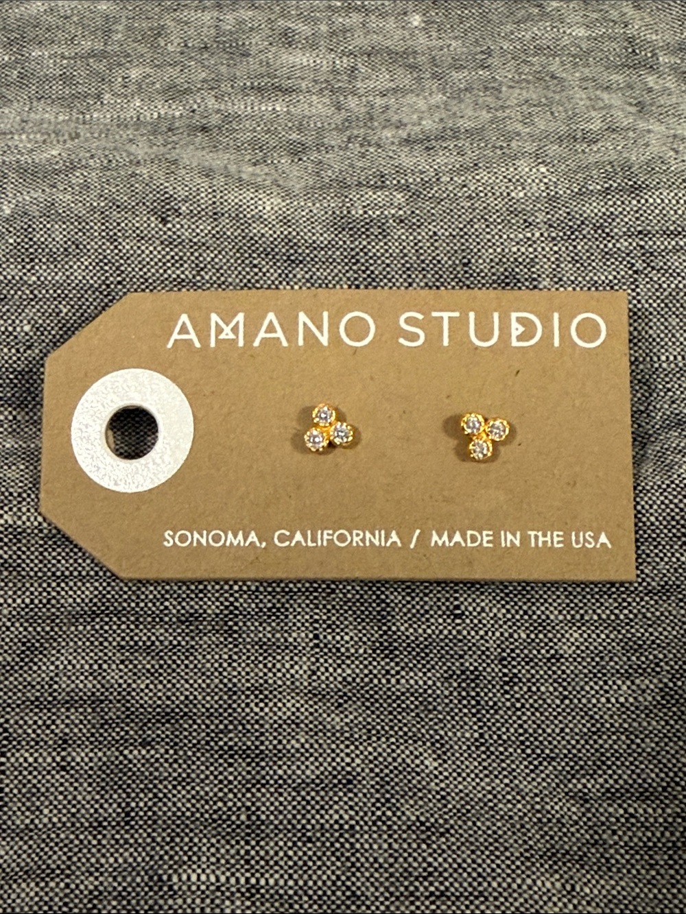 Amano Studio Gold Trio Crystal Stud Earrings